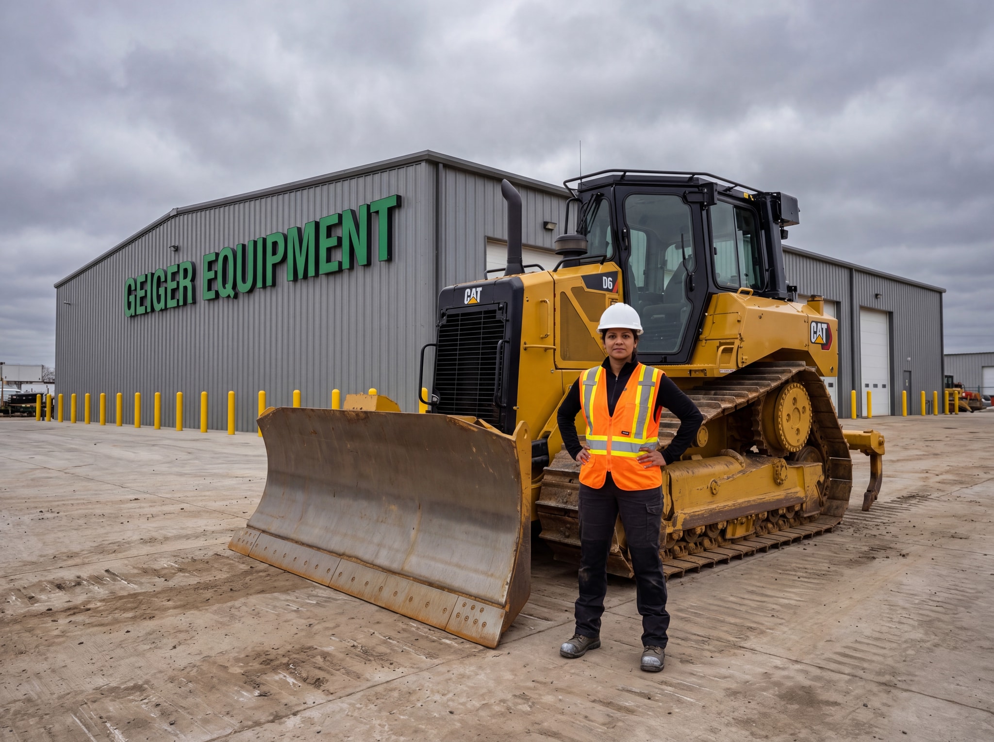 Priya Patel with CAT D6 Bulldozer